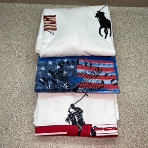 Lot of three Polo Ralph Lauren boys shirts Sz.  med 10-12  2 long Sleeve 1 short